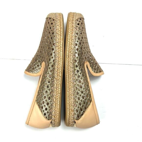 NWOB Stuart Weitzman County Glitter Espadrille Flat Sand Gold US 10 - Picture 8 of 16